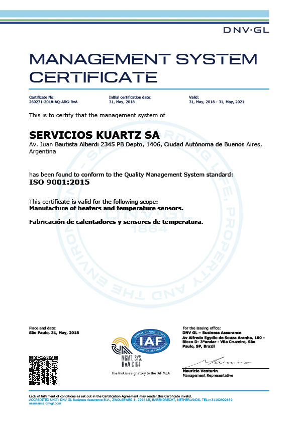certificaciones servicios kuartz